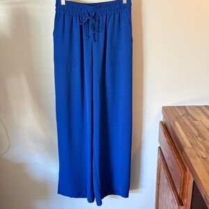Ashley Blue Business Casual Wide Leg Pants - Front Pockets - Size Medium
